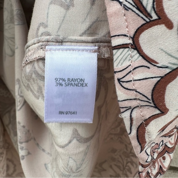 J Jill Floral Long Sleeve V-Neck Bohemian Peasant Contrast Light Pink Blouse Top - Picture 8 of 13